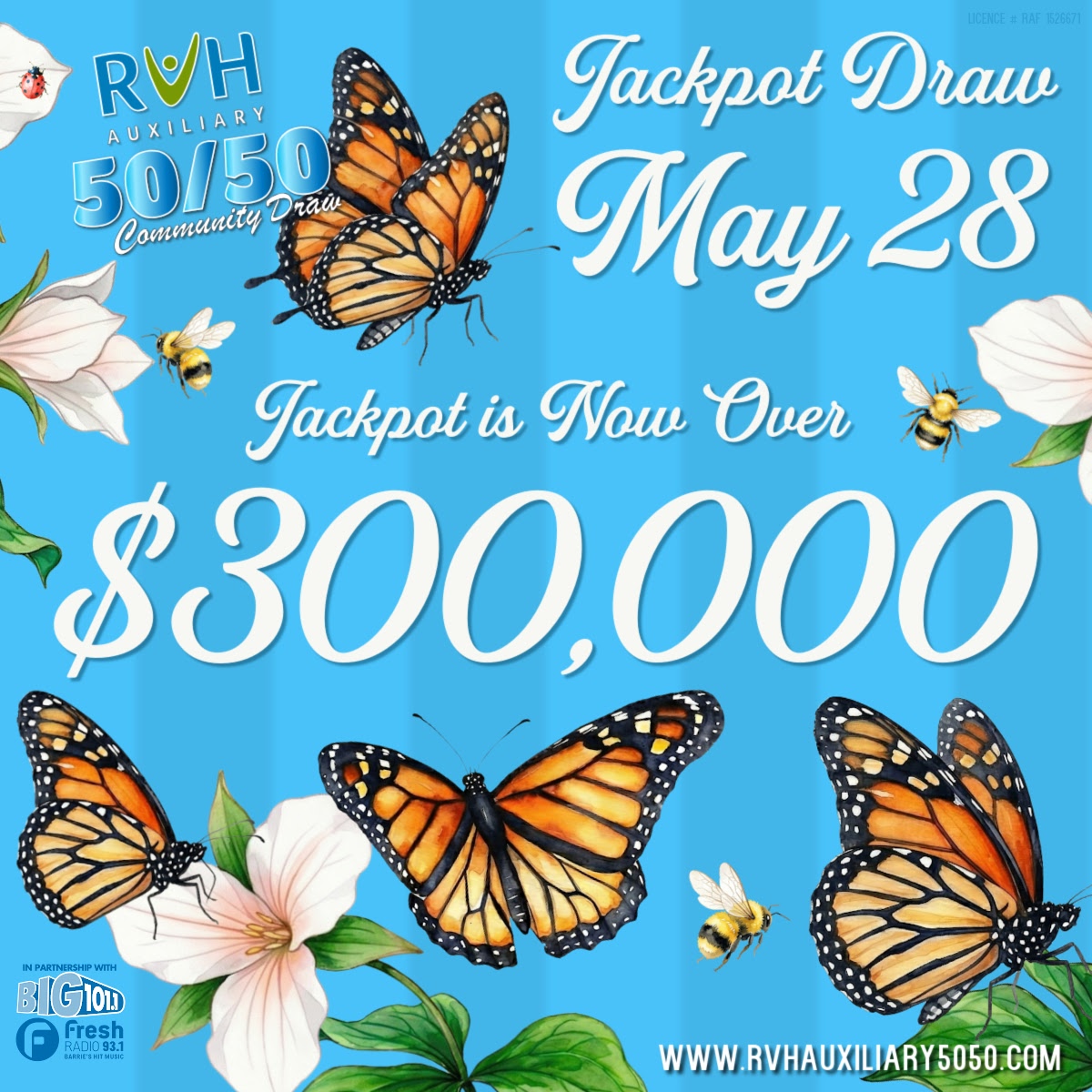 Assisting_You's tweet photo. $300,000+ AND STILL BUILDING.

The RVH Auxiliary Community 50/50 jackpot has officially passed $300,000. This is already one of our biggest May jackpots ever, and our biggest sales days are still ahead.

The Grand Prize draw is May 28.

🎟️ https://t.co/MOh3Y4S5O7

#RAF1526671 https://t.co/T3d3kQ1dPY