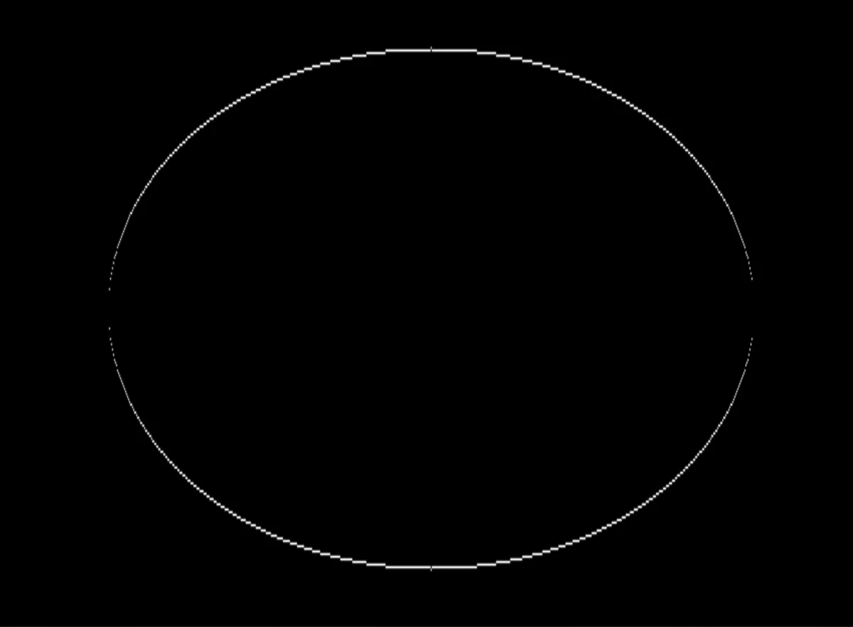 640x200 resolution circle rendered on C128 via VDC chip