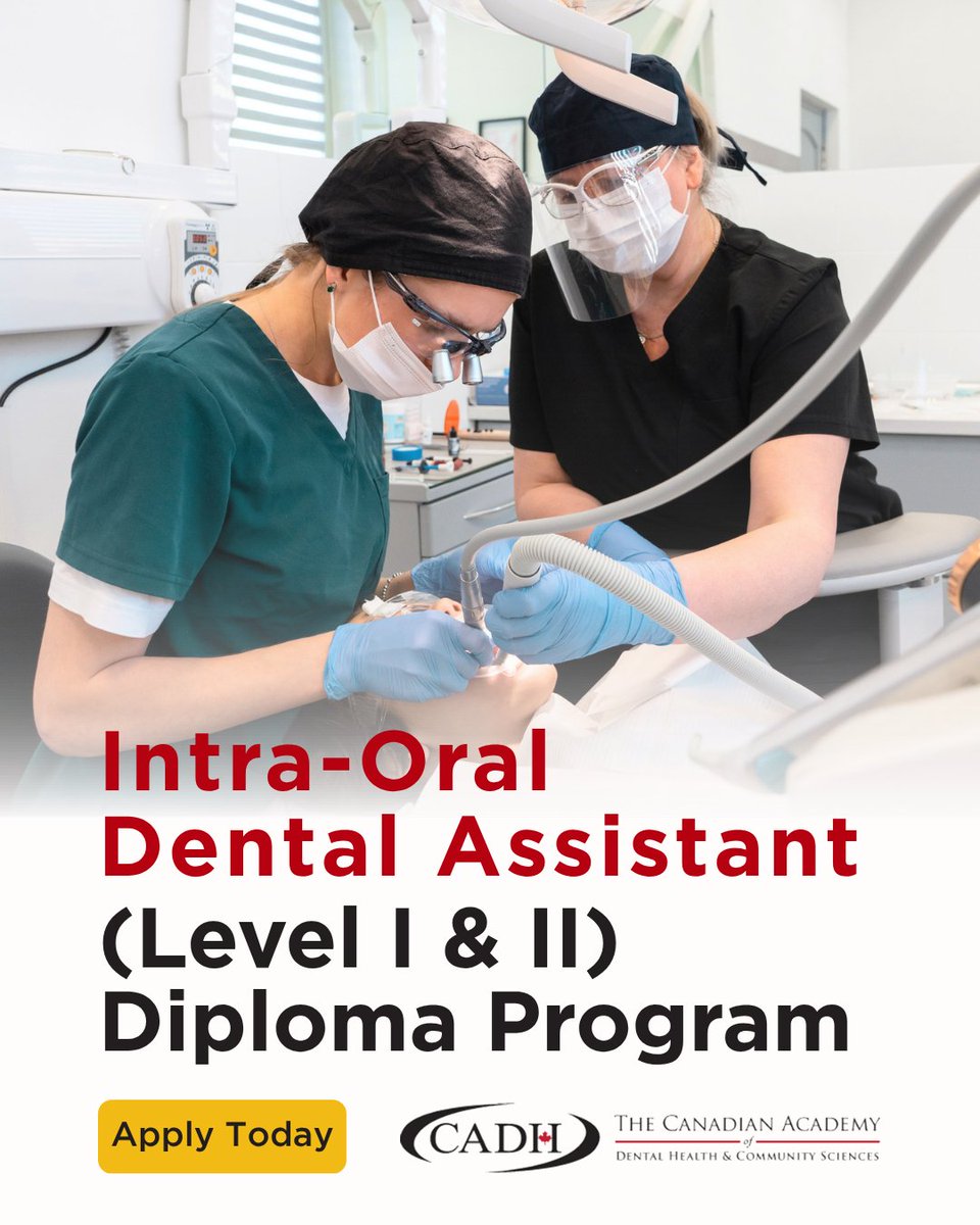 CADHCS's tweet photo. Supporting procedures, maintaining sterile environments, and working closely with dental teams are key parts of dental assisting. 🔗 https://t.co/GRiWodgbmF

#DentalAssistant

Approved as a vocational program under the Ontario Career Colleges Act, 2005. https://t.co/gPOStLFyOR