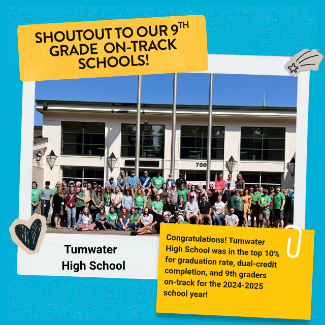 WashingtonStand's tweet photo. Congratulations, Tumwater High School, for being in the top 10% for graduation rate, dual-credit completion, and 9th graders on-track for the 2024-2025 school year! 👏 https://t.co/ogiBJQEJyv