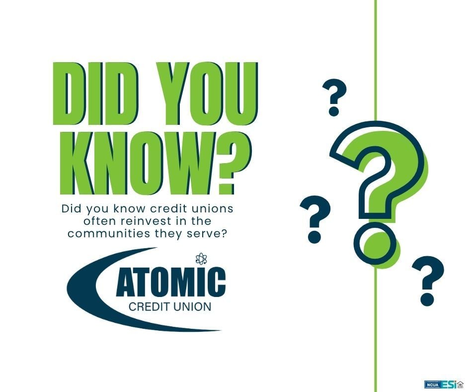Atomic_CU's tweet photo. Unlike traditional for-profit banks, credit unions are member-owned and focused on supporting the people and communities around them. That means earnings are often put back into the credit union through better rates, lower fees, financial education, and community involvement!🤝 https://t.co/N1mSkM0EHY