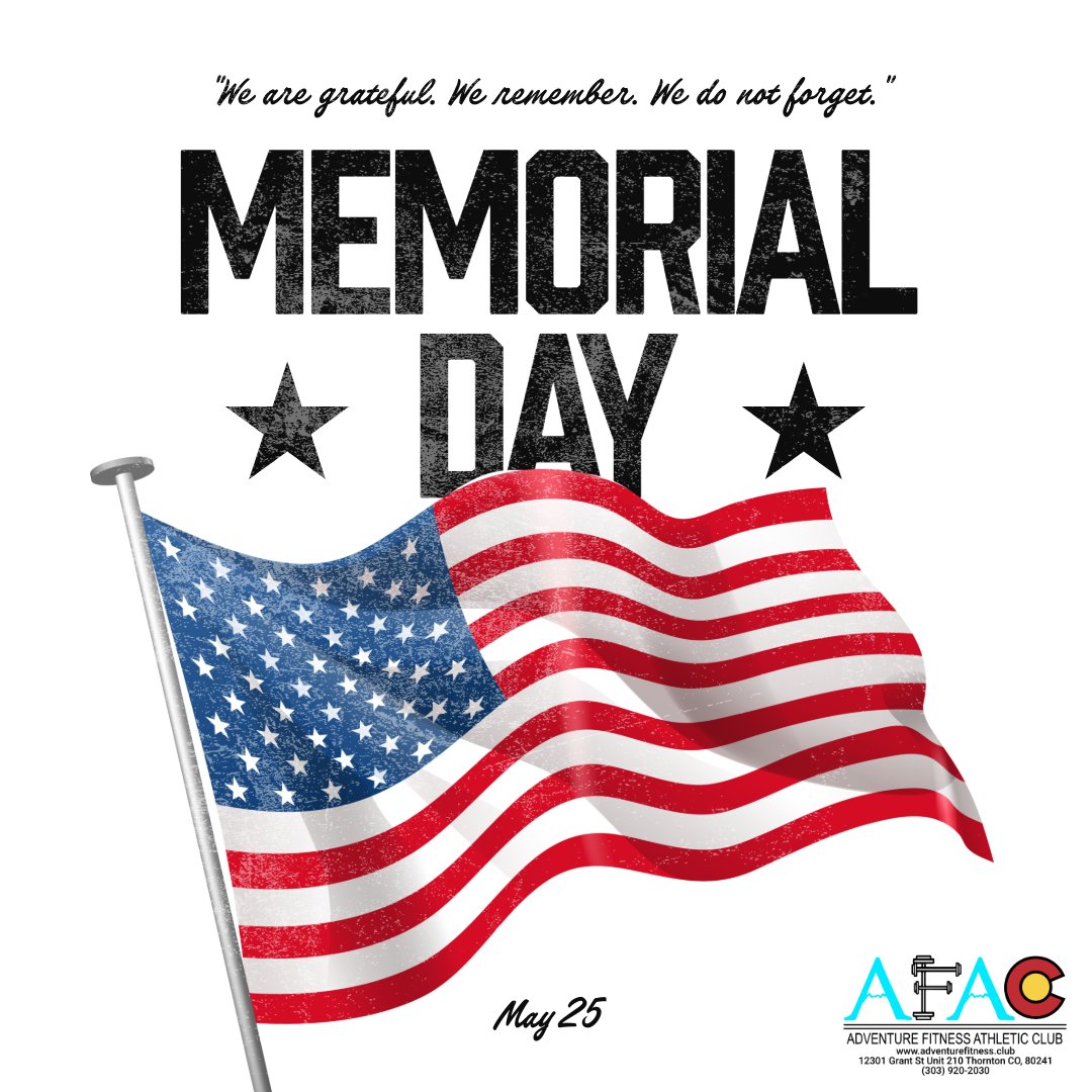 AdventureFT's tweet photo. Today we honor and remember the brave heroes who made the ultimate sacrifice for our freedom. ❤️🤍

AFAC is closed today for Memorial Day — we’ll see you back in the gym on Tuesday! 💪 https://t.co/sLFMHBV1Z1