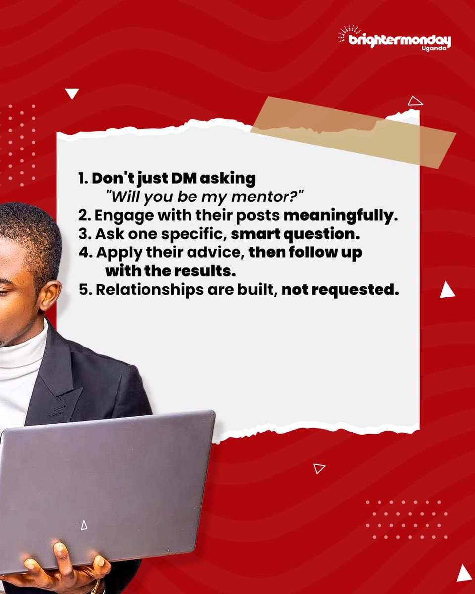 PulseUganda's tweet photo. A good mentor will open doors you didn't even know existed. Here is the professional way to get one.

Check out for more tips on this page
https://t.co/NQjTouU1HK https://t.co/sldzutJBwm