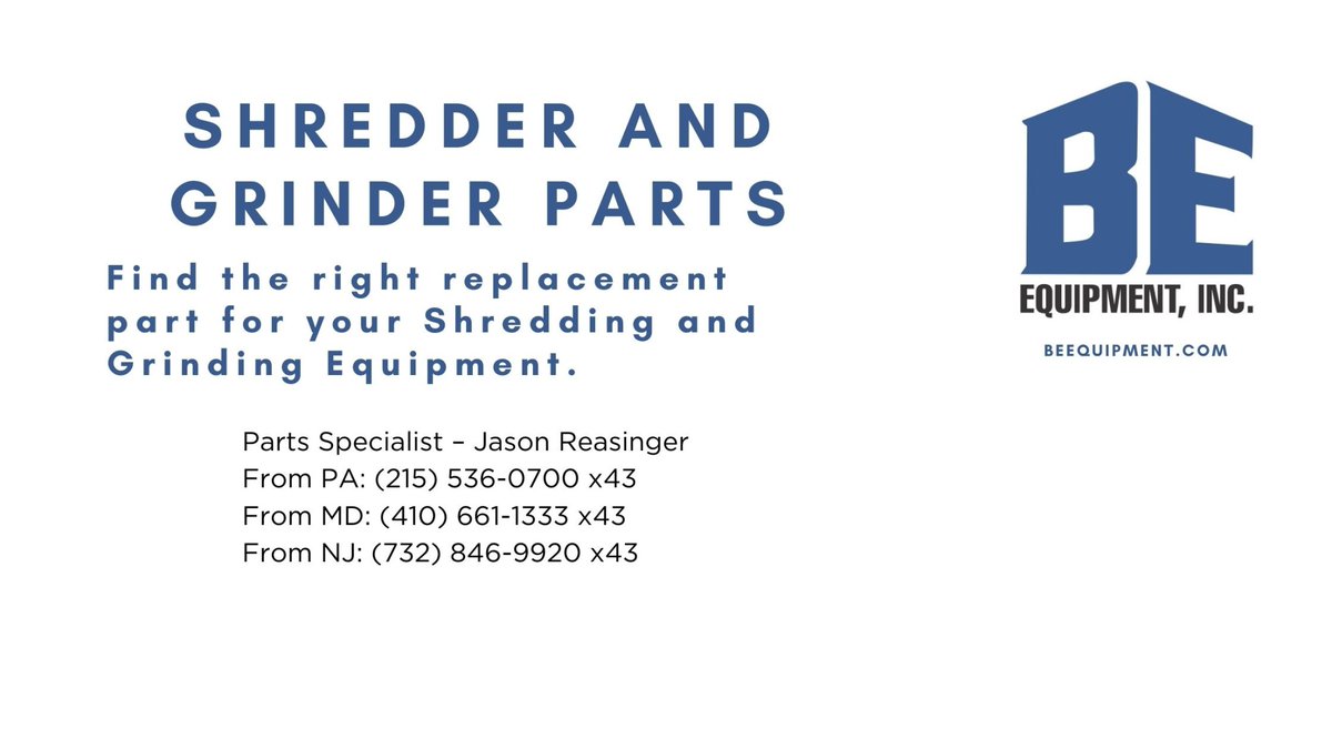 Beequipment's tweet photo. BE Equipment provides professional sales and services for all of your shredding and grinding equipment needs. BE Equipment maintains an extensive inventory of shredder parts and grinder parts. 

https://t.co/PDAOV7JTmt https://t.co/ME27nPufwQ