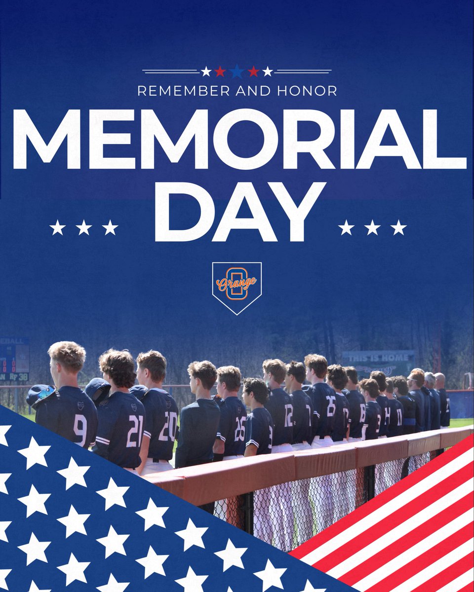 oobaseball's tweet photo. Today, we remember and honor our nation’s heroes who made the ultimate sacrifice. 🇺🇸

#OrangeBaseball | #ICCU https://t.co/9QHpzead7H