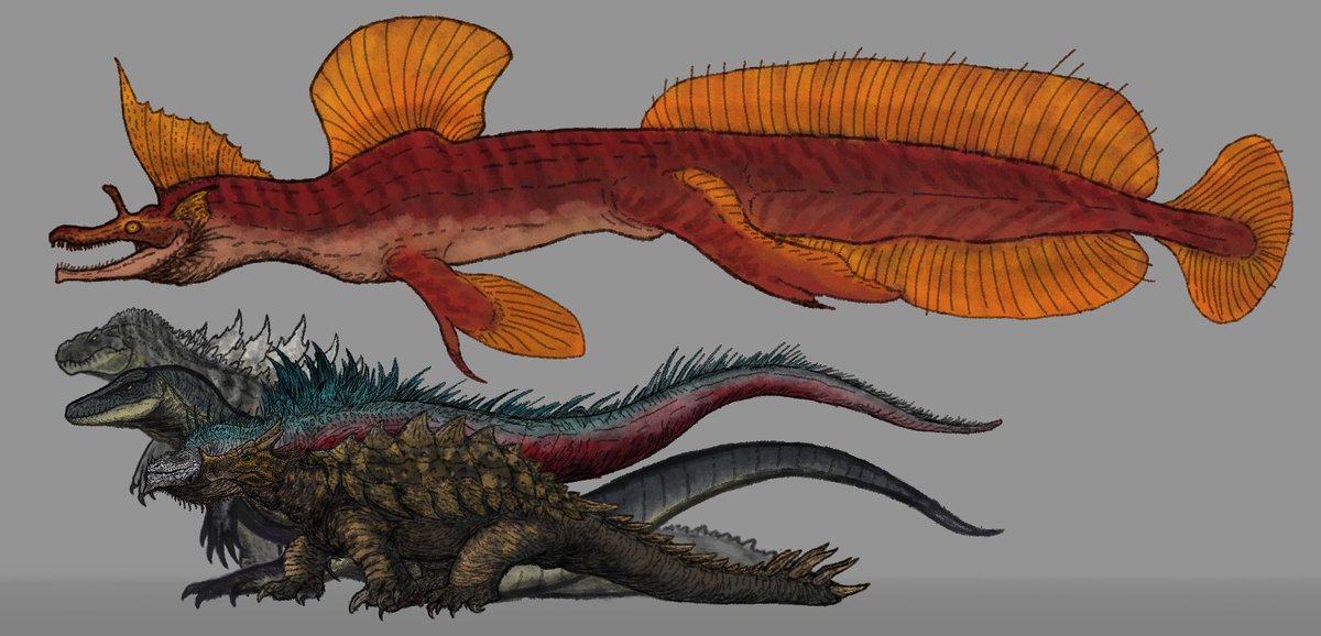 Allo_Dekaexis's tweet photo. [GODZILLA APEX PREDATOR]   
Sketches

Size comparison with Godzilla, Gorosaurus, Zilla, Anguirus and Titanosaurus. https://t.co/WEqDlEHphK