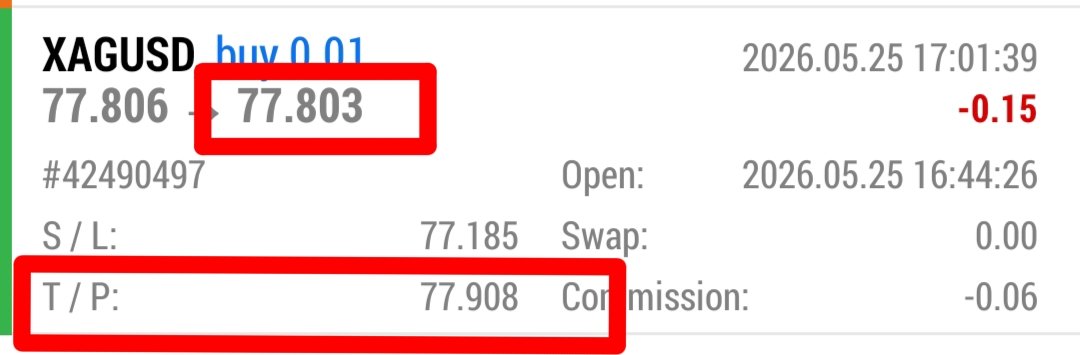 Pipradiance's tweet photo. @FinotiveFunding can you please explain this XAGUSD trade?

I placed a BUY with TP at 77.908, but the position was closed at 77.803  below my entry price, while price was clearly moving toward TP on the chart.

Lol, how is this even possible?
 Suspicious 🤯 https://t.co/ICD4ThsS7b