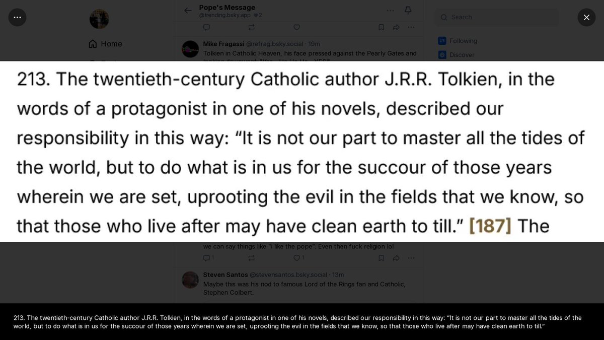 RDPohl1's tweet photo. Wake up, babe! The Pope is quoting Gandalf...🙃 https://t.co/HnayI5ENBf