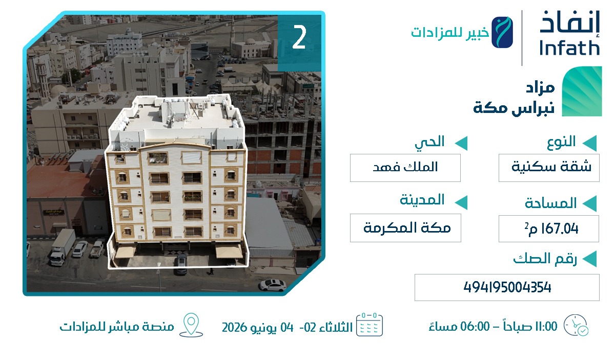 KHABIRAUCTION's tweet photo. 🔹 شقة سكنية | الحي : الملك فهد
🔹 المساحة : 167.04 م2
🖥️ للمشاركة عبر " منصة مباشر للمزادات" 
https://t.co/XENXai5Q7D https://t.co/yrr9YeZhIW