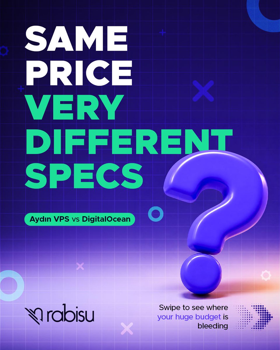 rabisucom's tweet photo. You're not paying for cloud infrastructure.
You're paying for a brand name. 

Aydın VPS gives you 6× more RAM at the production tier for half the price of DigitalOcean Basic.

Check Specs. https://t.co/WuGvvcLbls

#CloudHosting #VPS #DevOps #SaaS #WebHosting #Rabisu https://t.co/J0QWJMgdIU
