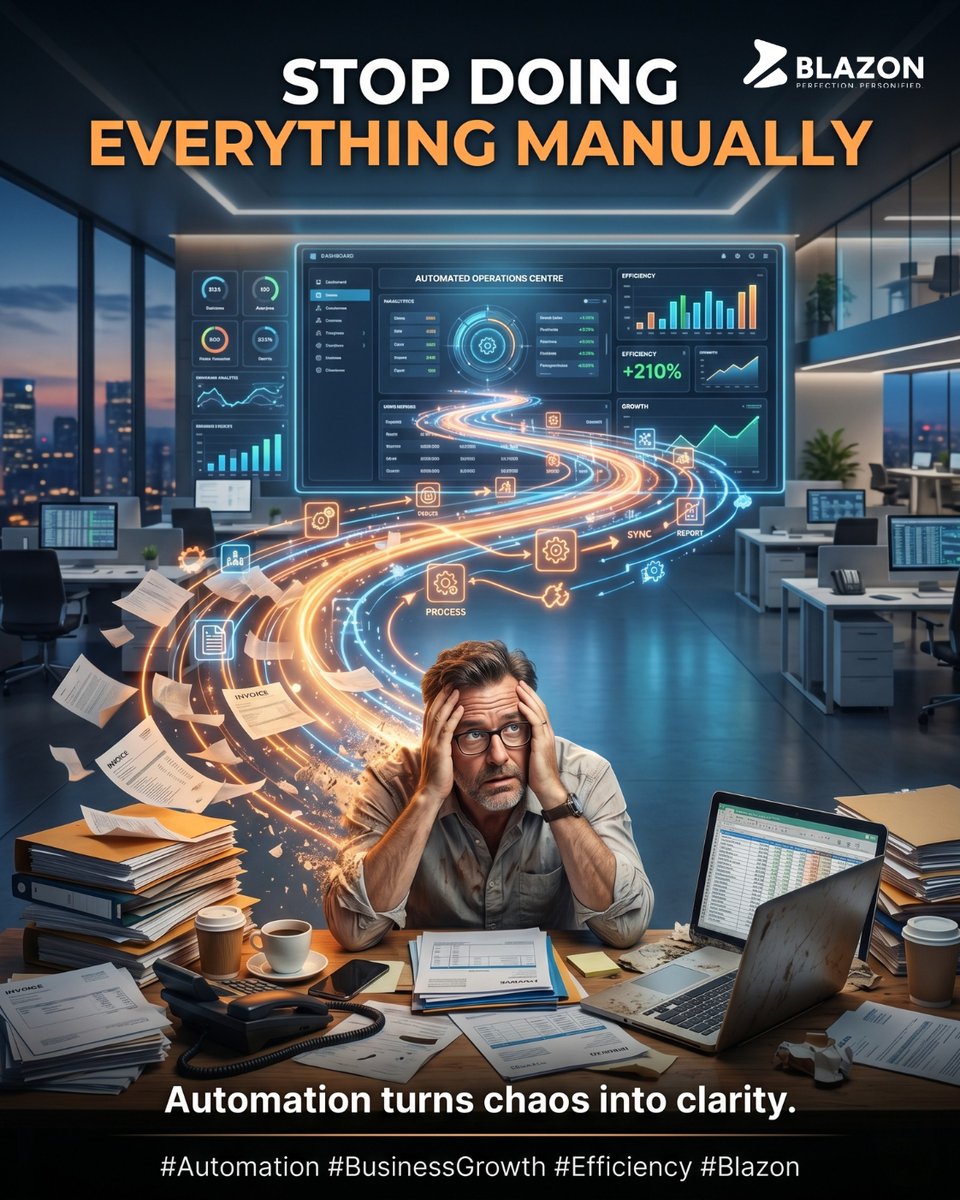 BlazonAppDevCbe's tweet photo. Stop wasting hours on repetitive tasks.

Automate your workflow, reduce errors, and scale faster with smarter systems. 🚀

Ready to work smarter, not harder? Visit our website today: https://t.co/7lwCyHhftf

#Automation #BusinessAutomation #WorkflowAutomation #SmartWork #Blazon https://t.co/2owW2pWOjN