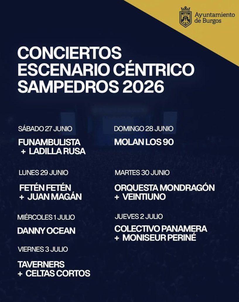 DannyOAccess's tweet photo. Danny Ocean se presentará en las fiestas de San Pedro y San Pablo el 1 de julio en Burgos, España🇪🇸 https://t.co/rnU8FN8aWY