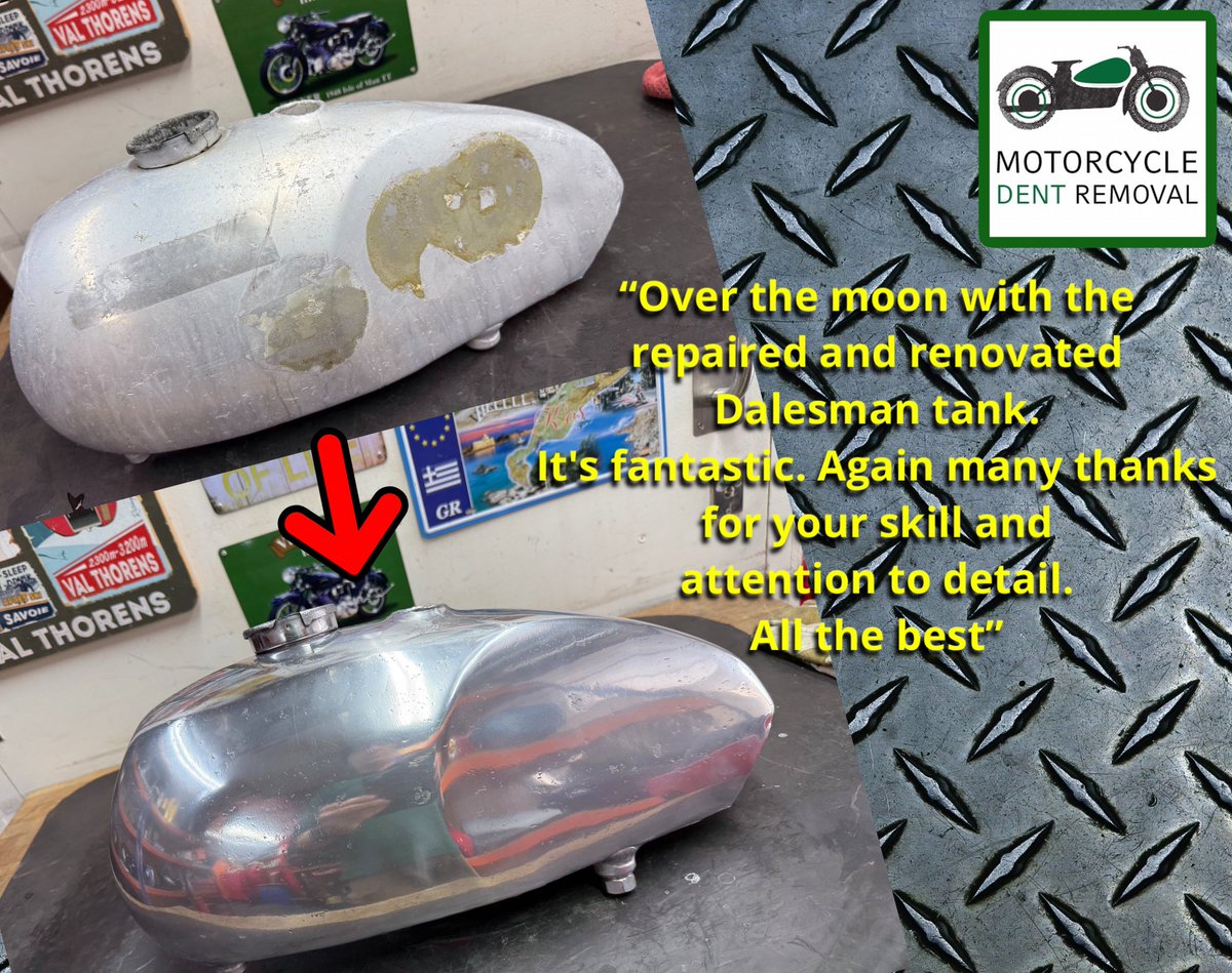 MotorcycleDents's tweet photo. JUST IN! Testimonial on our work on the 1972 Dalesman Tank!
Thank you for the kind words! We treat every tank as if it were our own. ๐ซถ
#Motorcycle #BikerLife #MotoAddict #TwoWheelsForever #MotorcycleRestoration #ClassicMotorcycle #PaintlessDentRemoval #TankDentRemoval https://t.co/IiG0a5CpEO