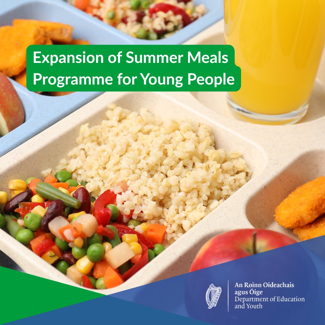 Education_Ire's tweet photo. Minister for Education and Youth Hildegarde Naughton has today announced the expansion of the Summer Holiday Meals Pilot Programme for 2026, building on the success of last year’s initiative to support young people during the school summer holidays.

https://t.co/4sAavPnw6f https://t.co/gbDzffyKJy