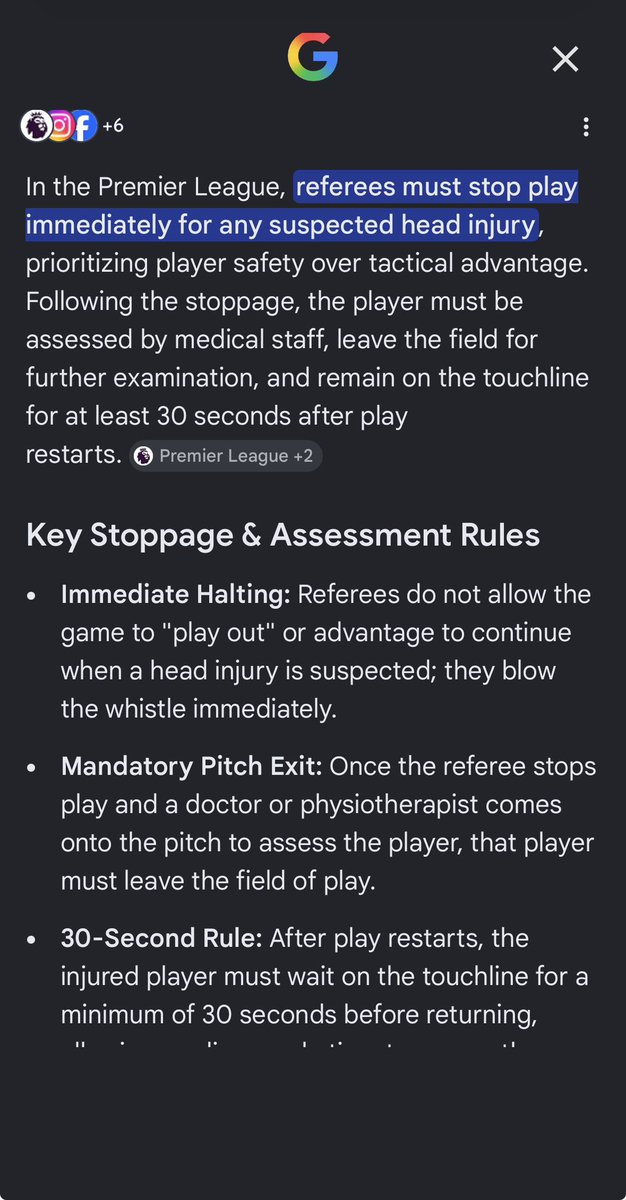 PeteClappo's tweet photo. @XRL_Veloce @lightdiesdown @ProducerCai Discretion? No the rule is that play to be stopped IMMEDIATELY, upon head injuries. 

Thats exactly what refs are ‘taught’ to do 🤦‍♂️ since it’s the law you idiot, 

So maybe before talking bollocks calling people mong, learn what you’re talking about first https://t.co/jKp2m9fmoE