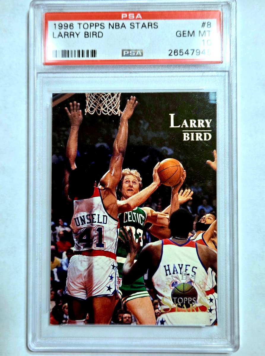 Unusually rare Larry Bird card for Memorial Day. PSA 10... pop 18!?  #sportscardcollector #thehobby #celtics https://t.co/u6XXgUt3x6