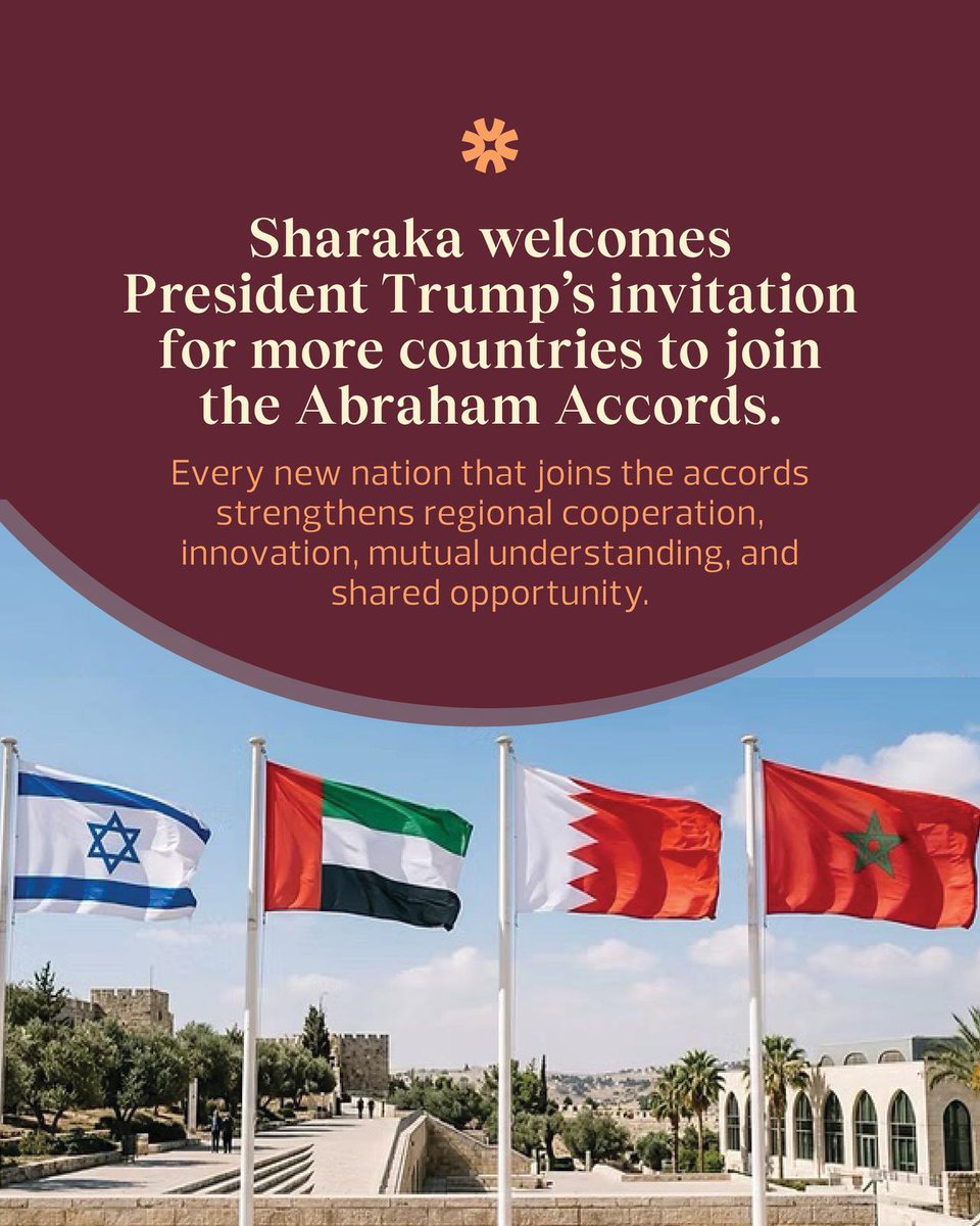 sharakango's tweet photo. Sharaka welcomes President Trump’s invitation for more countries to join the Abraham Accords. https://t.co/LScs4ipO7d
