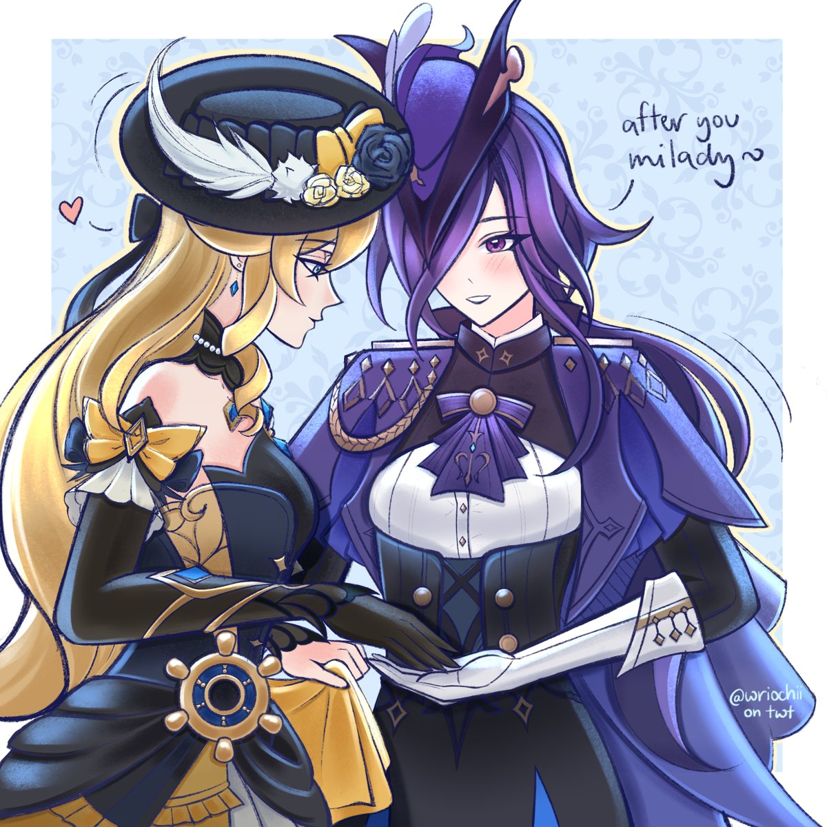 wriochii's tweet photo. escorting her lady 💛💜 #clorivia https://t.co/KjAY9yoR7H