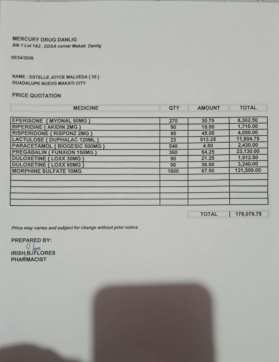 joonsjournals's tweet photo. This is a quotation from our local pharmacy for my medications. Please, anything helps. https://t.co/IYW11dGgxh