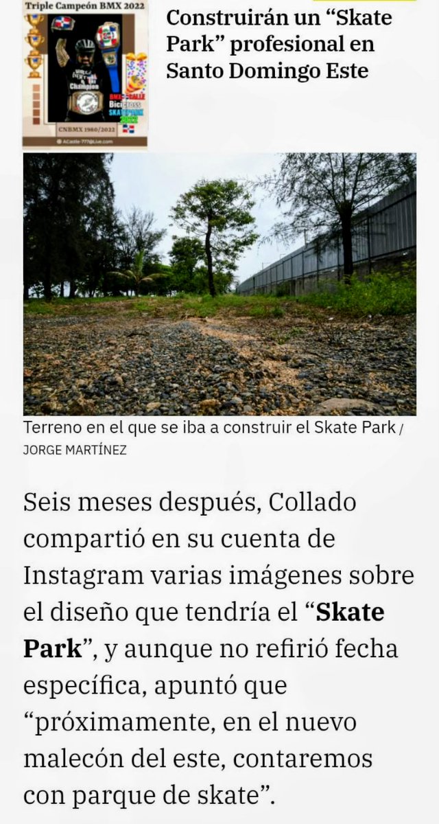 ClubBMXlaFe's tweet photo. Leonardo Castillo 🏰
El Champion🇩🇴BMX

La Alcaldía del Distrito Nacional de Santo Domingo (ADN) está remozando el famoso skatepark “El 10” en el Mirador Sur. Además, como parte de los preparativos para los Juegos Centroamericanos, se construirán dos nuevos circuitos en la Ciudad https://t.co/0Il8y59CAe