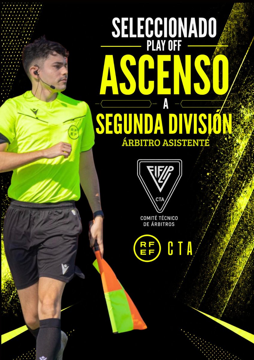 ctafiflp's tweet photo. Nuestro colegiado Daniel Prat Hernández ha sido seleccionado para participar ,como árbitro asistente, en los Play Off de Ascenso a Segunda División.

La selección supone un reconocimiento al trabajo durante esta temporada. Desde el Comité le deseamos mucha suerte 🍀 💪🏼 https://t.co/70wtvPihfL