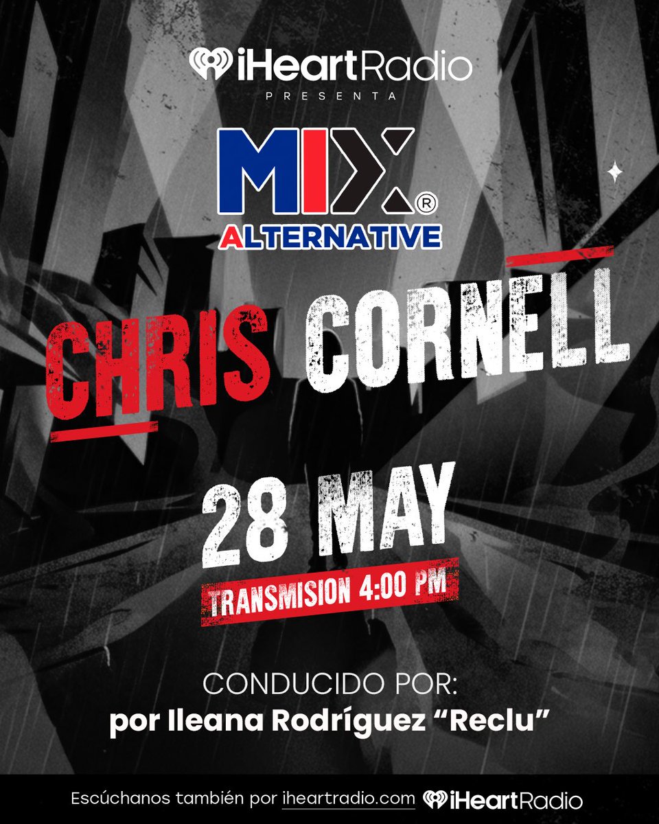 luisitumx's tweet photo. También es mi deber informarles que el jueves no habrá OLD SKOOL porqué se transmitirá el #MixAlternative: Chris Cornell con la conducción de @reclu, la cita es éste jueves de 4 a 6pm por toda la Cadena Mix y por @iHeartRadioMx; la repetición es éste sábado 30 de Mayo a la 1pm. https://t.co/1fdTMNcQMp