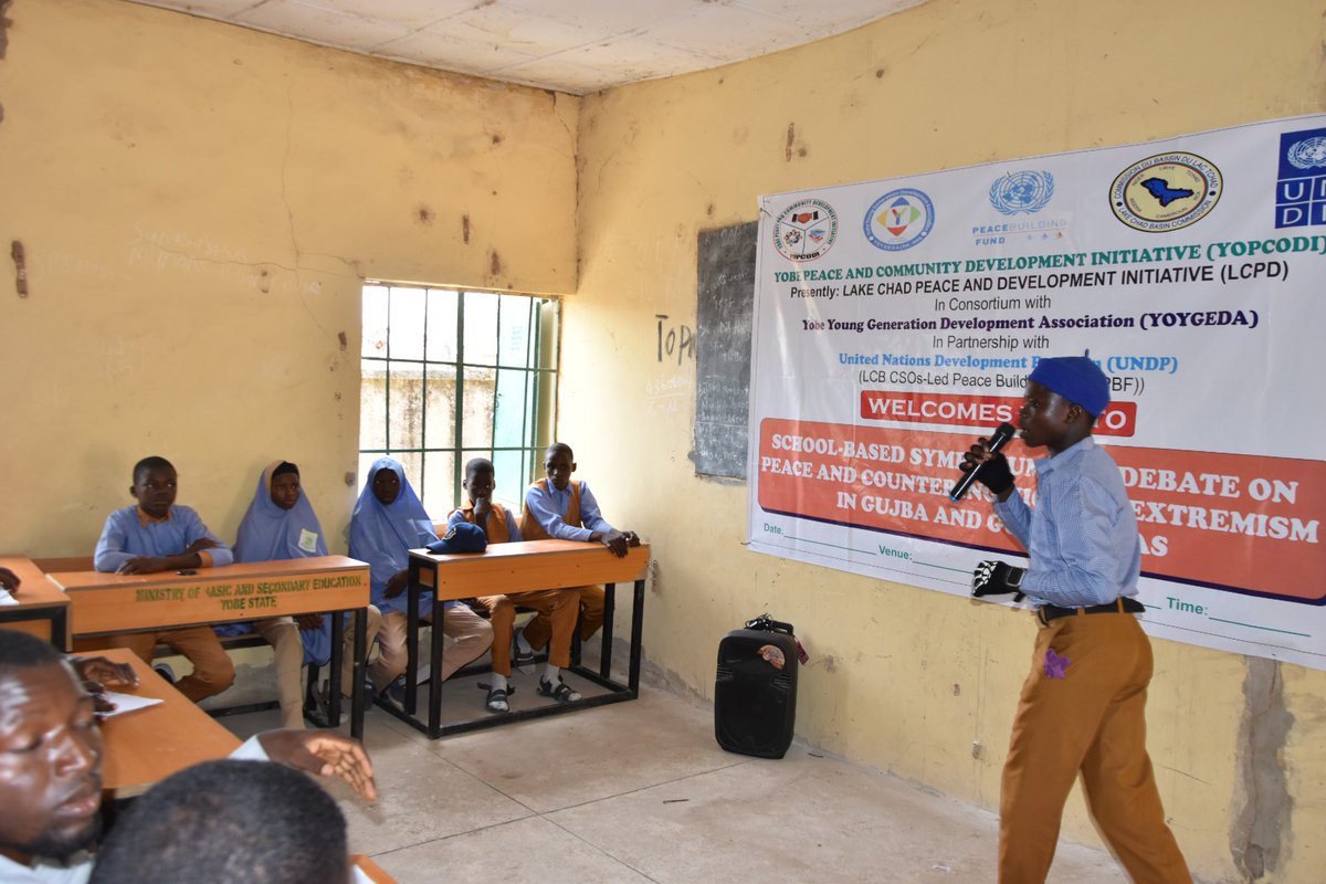 LCPD_NGO's tweet photo. Students in Gujba & Gulani LGAs came together for a School-Based Symposium & Debate on Peacebuilding and Countering Violent Extremism (CVE).

Through discussions and debates, students explored the values of tolerance, dialogue, and peaceful coexistence—showing that young people have a powerful role in building safer communities.

This is part of YOPCODI peace building effort, with funding from @UNDPNigeria and @lcbc_cblt in partnership with @yoygeda

#Peacebuilding #CVE #YouthVoices #EducationForPeace #Gujba #Gulani #YOYGEDA