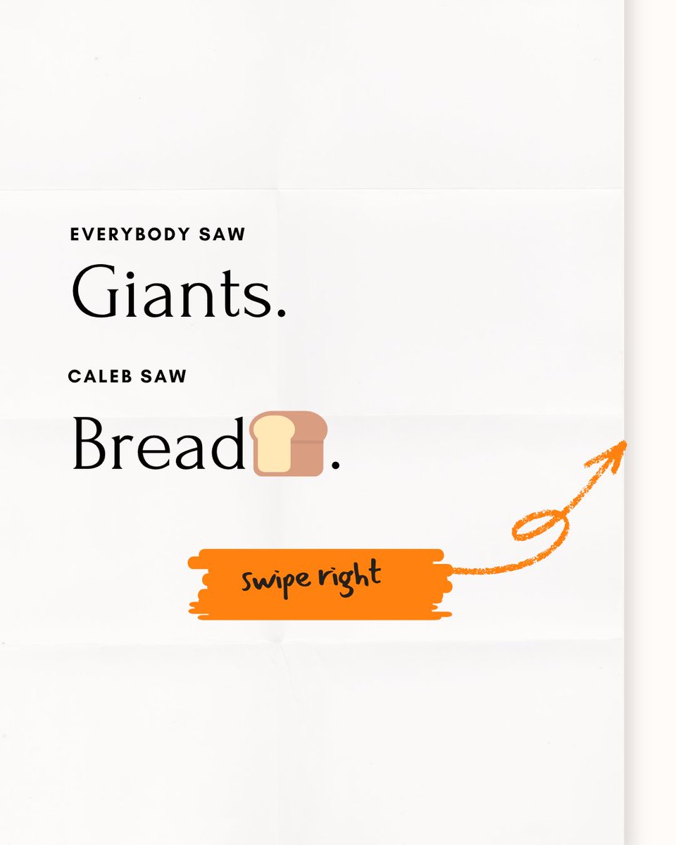 callmegab_B's tweet photo. Everybody saw giants.
Caleb saw bread.

Same land. Same opposition. Different spirit.

Fear magnifies obstacles. Faith magnifies God. https://t.co/yqsm26AzBS
