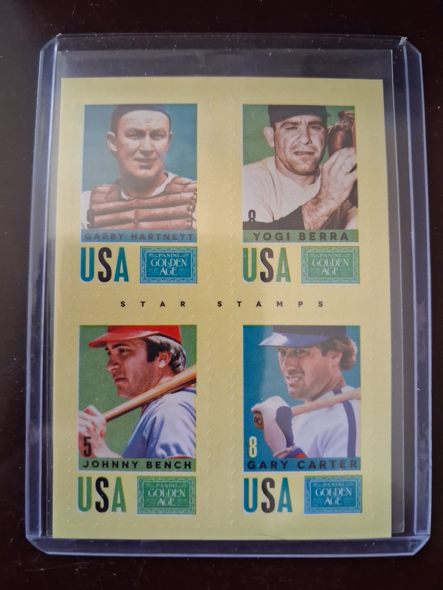 CPFJAYpt2's tweet photo. #RandomCard from my collection
2014 Panini Golden Age - Star Stamps #16 Gabby Hartnett / Gary Carter / Johnny Bench / Yogi Berra https://t.co/LFx15mwiGJ