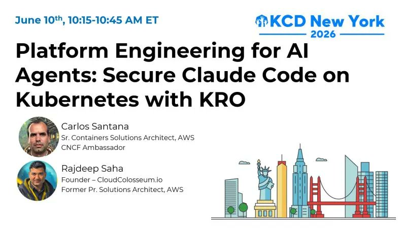 cloudwithraj's tweet photo. Excited to talk and show how to run Claude Code Multi Agents inside real Kubernetes clusters.

Thanks to the terrible weather over the weekend, Carlos Santana and I, locked ourselves in and finished end to end demo to show y'all.

If you are attending, come say hi. This is a jam packed event, worth attending.

👉Buy your ticket here: https://t.co/TZT5O0Cxwl

#claude #kubernetes #genai