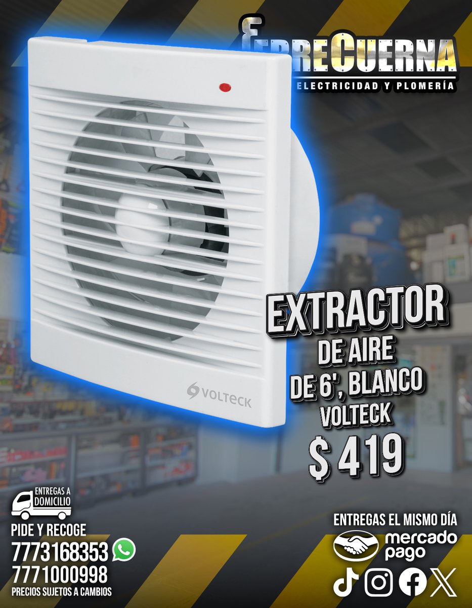FerreCuerna's tweet photo. Extractor de aire de 6' blanco volteck $419
𝗪𝗵𝗮𝘁𝘀𝗔𝗽𝗽: https://t.co/tdDHFBwWJM
7771000998
SuperPrecios #Cuernavaca
Todo en #Plomería🚰 #Electricidad💡#Herramienta 🛠 #Construcción
#Mayo🌞
Ven y seguro encuentras lo que buscas
#Fácil #Rápido #Práctico #FelizLunes https://t.co/hwBidwFiy6