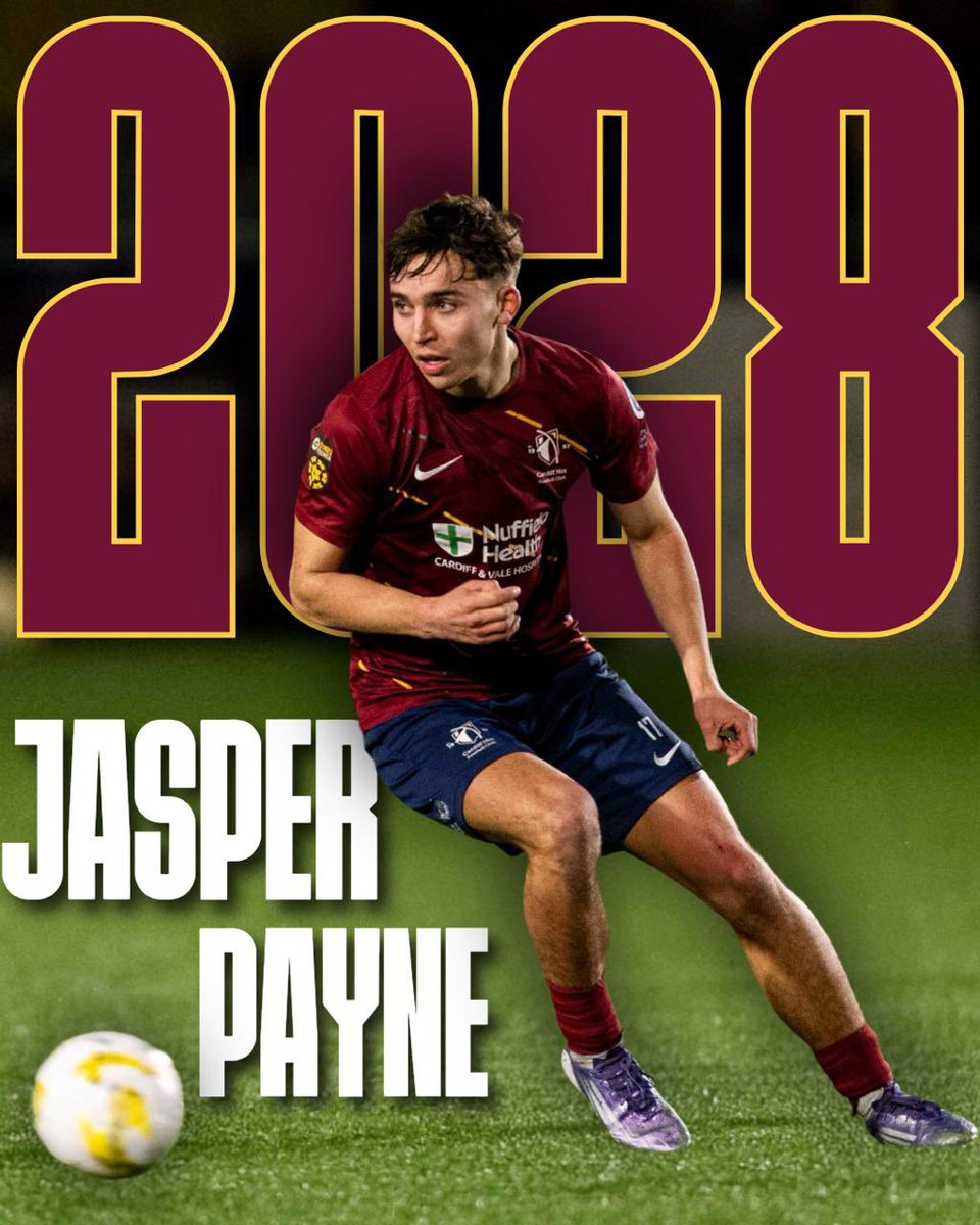 CardiffMetFC's tweet photo. JP signs!🏹 Cardiff Met FC are delighted to announce that Jasper Payne has signed a contract extension until 2028 following a superb debut season with the club. 
Interested in sponsoring JP for the new season? Drop us a message 📩
#OneCardiffMet #MaroonAndGold #WeAreArchers https://t.co/vjZqsDNJMA