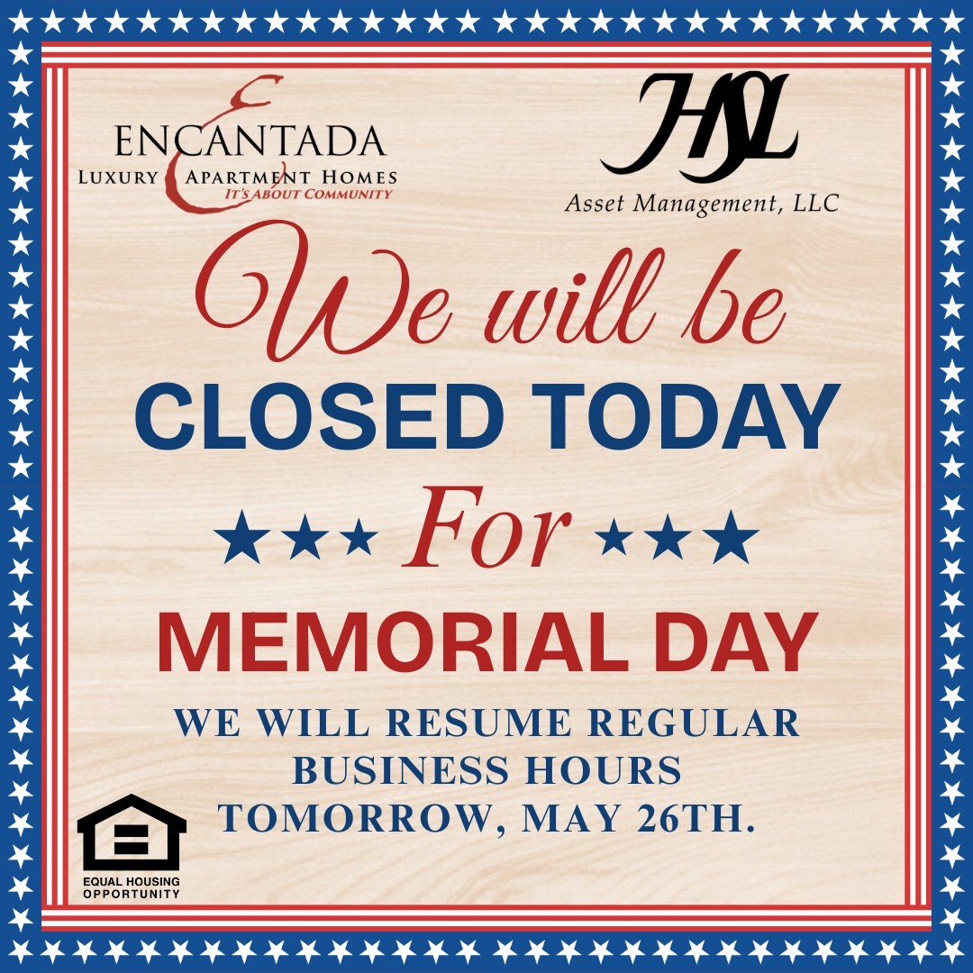 SteamPumpAZ's tweet photo. In observance of Memorial Day, we will be closed today. We will resume regular business hours tomorrow, May 26th. Thank you, and we hope you have a safe holiday!
#LuxuryLiving #MemorialDayWeekend
HSL Asset Management, LLC. [Equal Housing Opportunity]. https://t.co/7D9iYps3ex