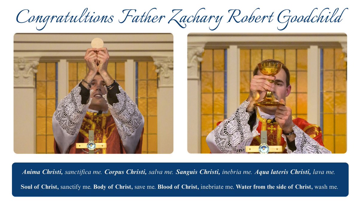 SetonParish's tweet photo. Congratulations Father Zachary Robert Goodchild! Fr. Zack is pictured during the consecration at his first Mass of thanksgiving celebrated at Seton Parish Sunday May 24, 2026. https://t.co/7dxS1rwwq7