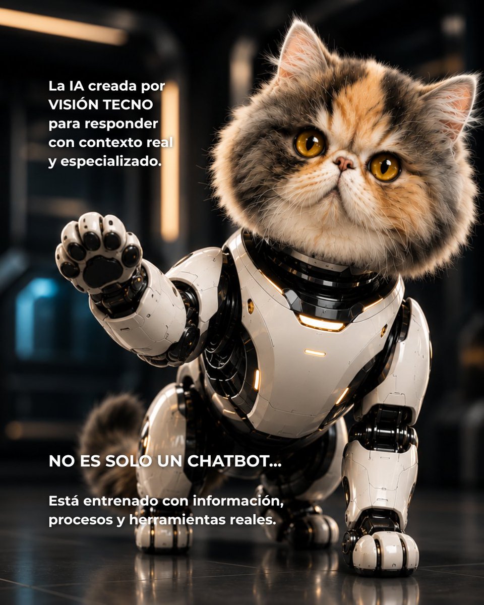 VisionTecno's tweet photo. Con ustedes… VitaBot 🤖🐱

La IA de VisionTecno ahora tiene cara 👀✨

Entrenada para entender procesos reales, responder con contexto y ayudar a trabajar de forma más inteligente.

Tecnología, automatización e innovación… pero con personalidad 😮‍💨🚀 https://t.co/ymvUUBxfk8