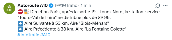 Varume1's tweet photo. @SinedWarrior Pénurie de SP95 sur l'A10 https://t.co/07ycBmF1iR