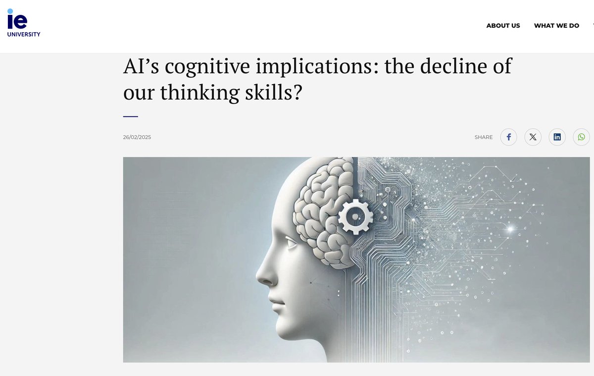 craziescientist's tweet photo. Neuroscientists and cognitive researchers warn that excessive AI reliance can lead to "cognitive offloading" and "cognitive atrophy" #Neuroscience #AIssues #CognitiveScience #TechEthics #AItroubles #BrainDamage #ZeroLearning #PatheticWorld https://t.co/DQ233oux50