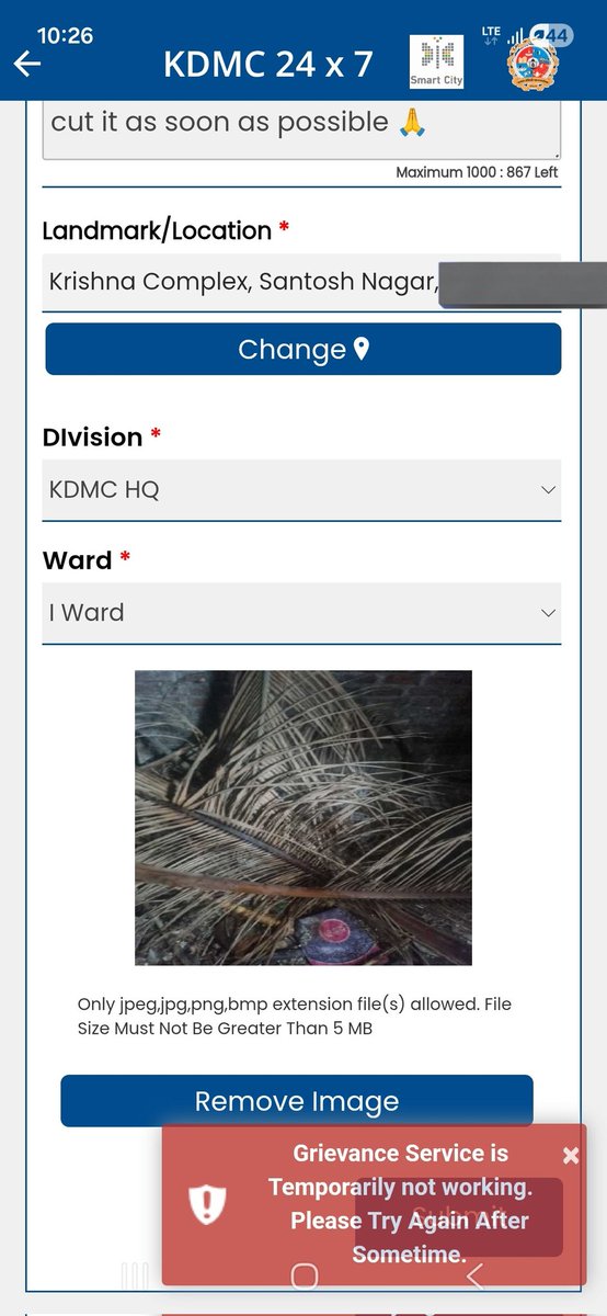 marigoldwhiskey's tweet photo. @KDMCOfficial There’s a dangerous coconut tree near my house. Heavy branches fall from it regularly, risking lives of residents and pedestrians. Tried reporting on KDMC 24x7 app but grievances aren’t getting accepted. Please look into this urgently. DM for details/location. https://t.co/eYTxY2UdMA