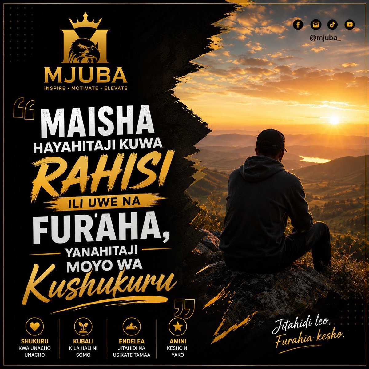 _mjuba's tweet photo. Maisha hayahitaji kuwa rahisi ili uwe na furaha, yanahitaji moyo wa kushukuru https://t.co/EV31xyQbN1