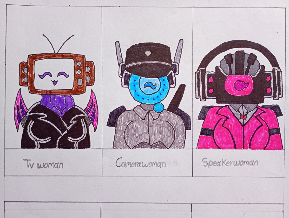 RojasGarc33679's tweet photo. Tres tríos womans y tres tríos cameramans (💙x🩵) (🤎x💜) (🩷x💚) Espero qué le guste mucho mi dibujo completo (⁠•⁠‿⁠•⁠)

#skibidi_toilet #skibiditoiletoc  #LetBoomSpeak #plungerman #camerawoman #tv_woman #simpcameraman  #luckycameraman #speakerwoman https://t.co/cxCL8TEMaD