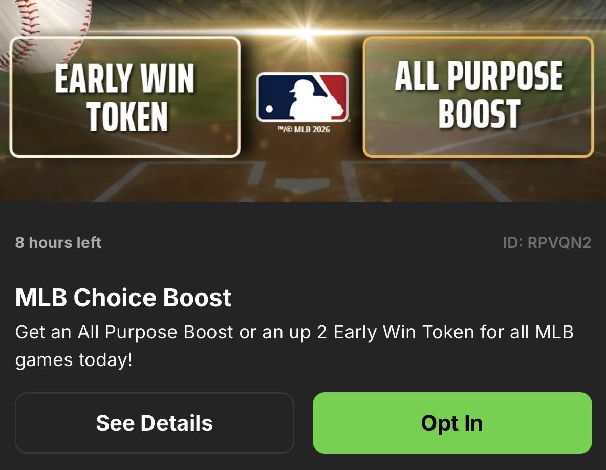 Promos319's tweet photo. Draft Kings MLB Up 2 Early Win promo ⚾️

Opt in then choose the up 2 early win token. Apply the token before you bet this! If Rockies ever lead by 2+ runs, we automatically win the bet. I have this at +56.7% EV. Would go up to 6.5 units 🔥

Link to the bet will be in the replies below ⬇️