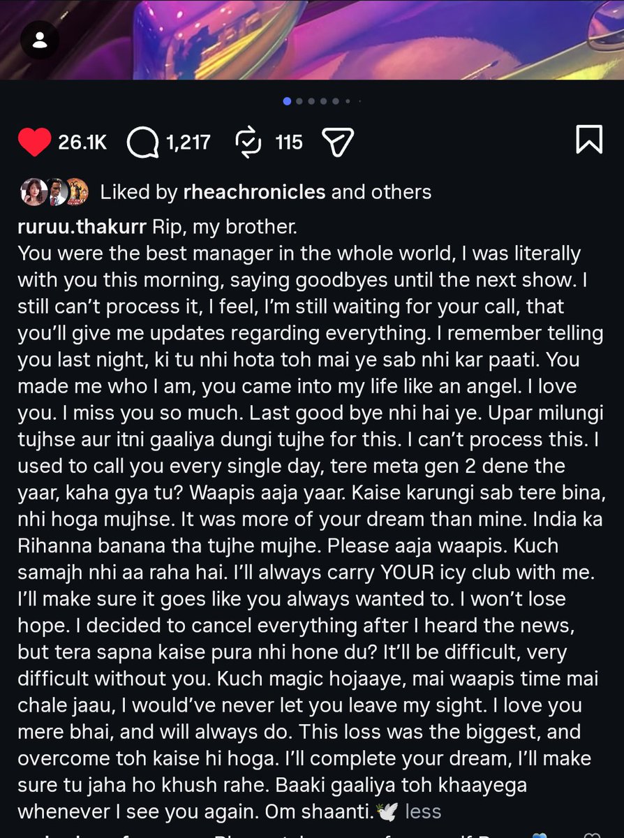 being_sid1_'s tweet photo. Ru’s post made me cry 💔😭
can’t even imagine what she must've felt while posting it

But now u need to stay strong. It wasn’t just ur dream it was his dream too. The faith &amp; support he had in you can never go to waste. You have to do it for him now

Rip Mohit🕊️🥺 #SplitsvillaX6 https://t.co/jlcZ8K7BUE