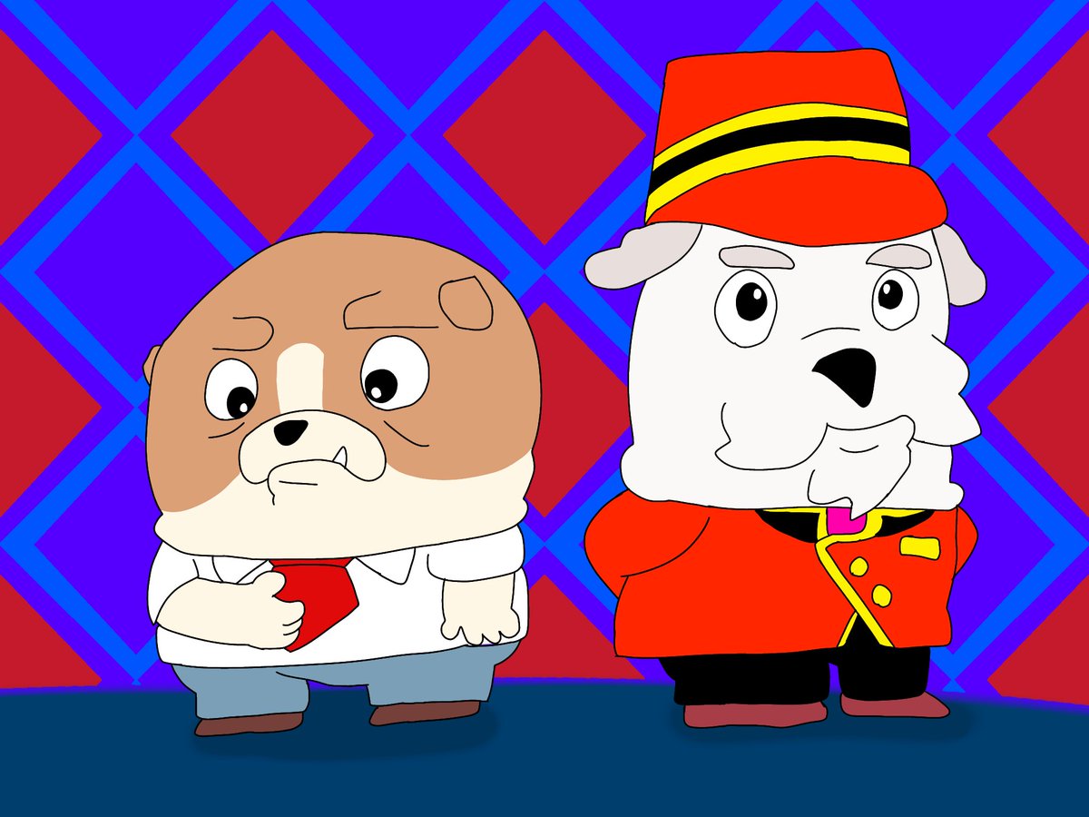 PsychoSilver400's tweet photo. Here's a drawing😅: Barclay from Hotel 🛎️🤍 and Loaf from Civilian 👔 🧡 #dogsinspace #dogsinspacenetflix https://t.co/u0sSbThfua