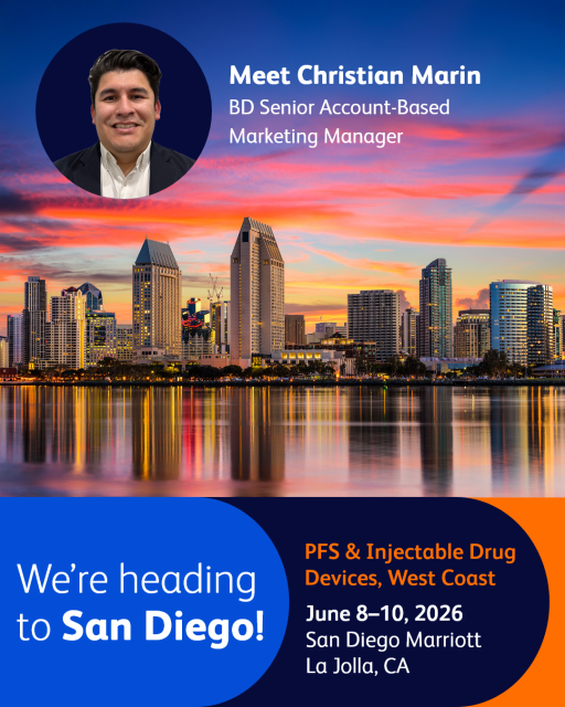 Agnes_CommComm's tweet photo. We’re excited to be at PFS &amp; Injectable Drug Devices, West Coast. Come say hello to @Christian Marin, BD and connect with the BD team for insightful conversations on the latest innovations in injectable drug delivery. Register here! #BDemployee https://t.co/jhwl31WAXJ https://t.co/byCkYcrIYZ