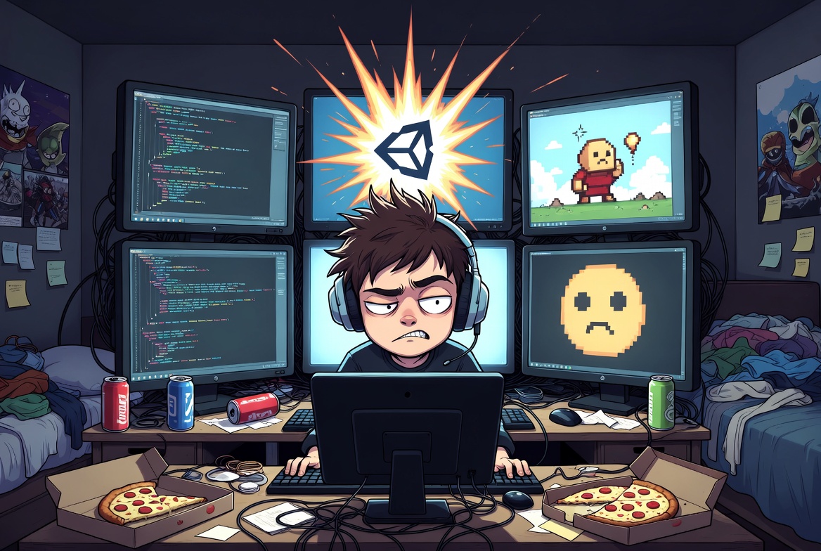 GamingspacesDev's tweet photo. Solo dev life: just you, the code, and 3 AM regrets. No team, no breaks—just pure chaos and vision. Keep grinding, legend. Your game’s gonna slap. 

#IndieDev #GameDev #IndieGame #SoloDeveloper @indiedevs @IndieGameLover https://t.co/Smq3ULLtPw