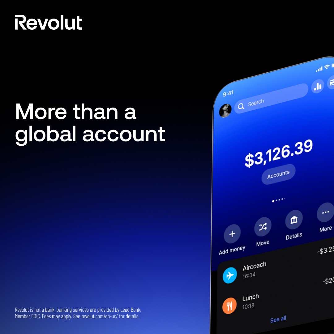 Revolut's tweet photo. Join 70+ million customers who exchange, spend, and save in 25+ currencies.