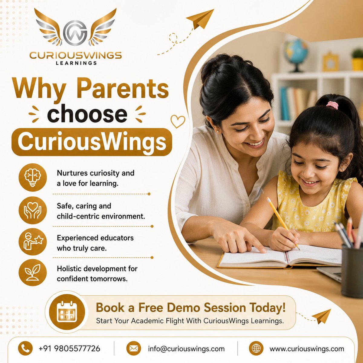 wings_curious's tweet photo. Why parents choose CuriousWings Learnings ✨
Personalized 1-on-1 online tutoring that builds confidence &amp; academic success. 📚🚀
🎓 Maths | Science | English | Coding
🌎 USA | Canada | UK | Australia | Singapore
#CuriousWings #OnlineTutoring #GlobalLearning #PersonalizedLearning https://t.co/PPWHHPYPsP