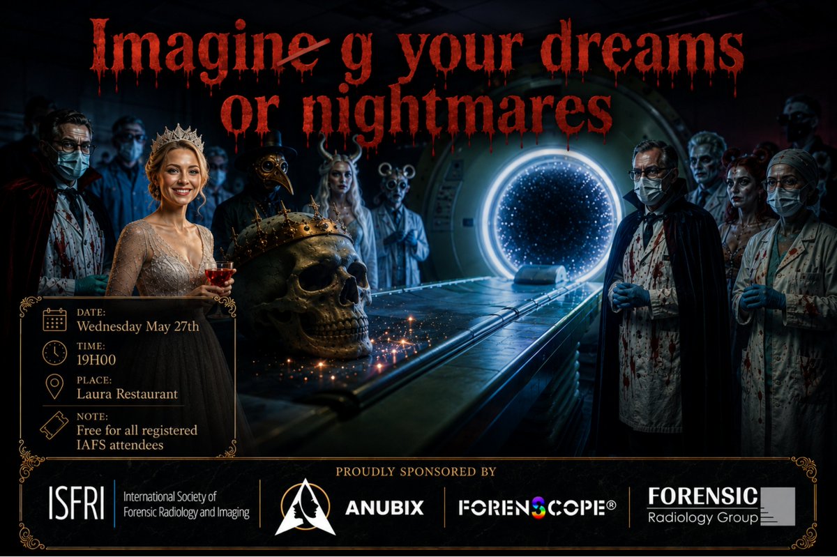forensic_rad's tweet photo. Forensic Radiology Group is proud to sponsor the ISFRI 'Imaging Your Dreams or Nightmares' event!

We are excited to support an evening dedicated to connection, creativity, and community within forensic imaging.

Looking forward to a memorable evening at ISFRI 2026! https://t.co/1oBcnNALAB