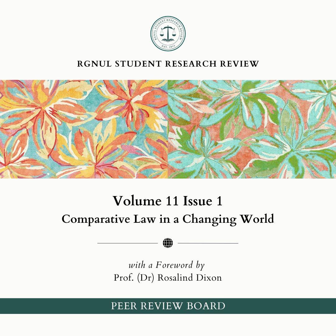 rsrrjournal's tweet photo. Peer Review Board || Volume 11 Issue 1

For Volume 11.1 of the RGNUL Student Research Review, we had the privilege of having the following distinguished academicians and experts on our Peer Review Board: https://t.co/YnenS56e0S