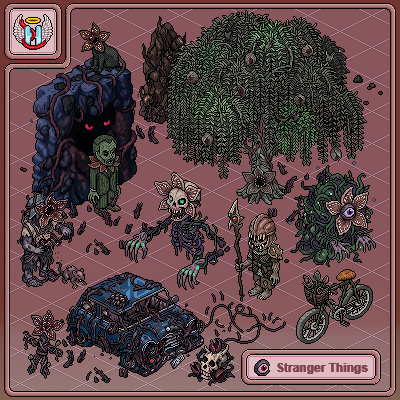 MeuHabblet's tweet photo. Aventure-se no Mundo Invertido... 👁️🩸

A nova coleção 'Stranger Things' já está disponível no catálogo Habblet! https://t.co/fhxxWNkZ5e